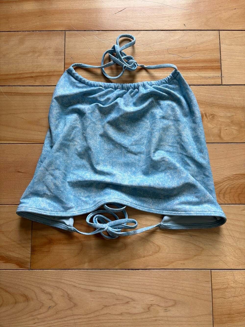 Aerie Blue Acid Wash Tie-Back Halter Bikini Top